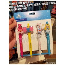 香港迪士尼樂園限定 妙妙貓 小飛象 兔子先生 愛麗絲 造型原子筆組